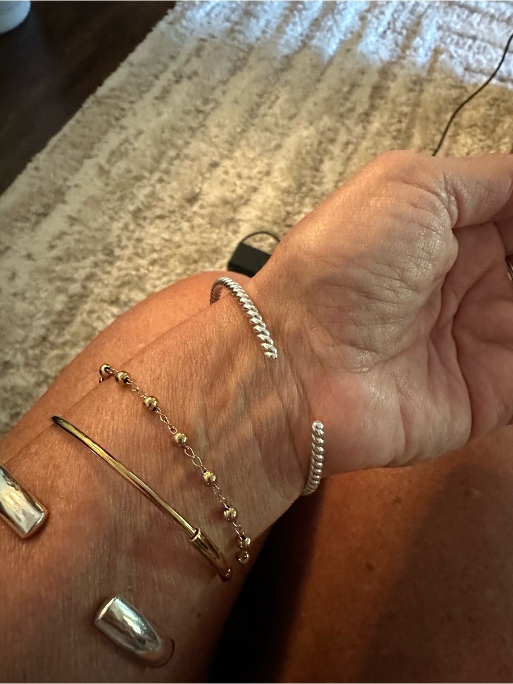 Silver Twisted Cable Cuff Bracelet - Women Jewelry Bracelets FIRM ON PRICE - Picture 4 of 5